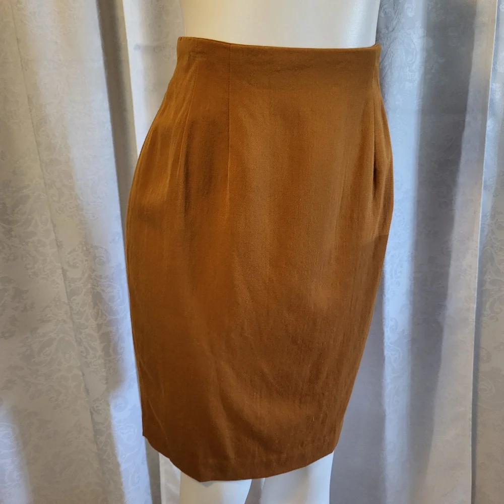 VTG Anthony Michael Women 100% Wool Career Pencil Midi Skirt, Size 8, Yellow
